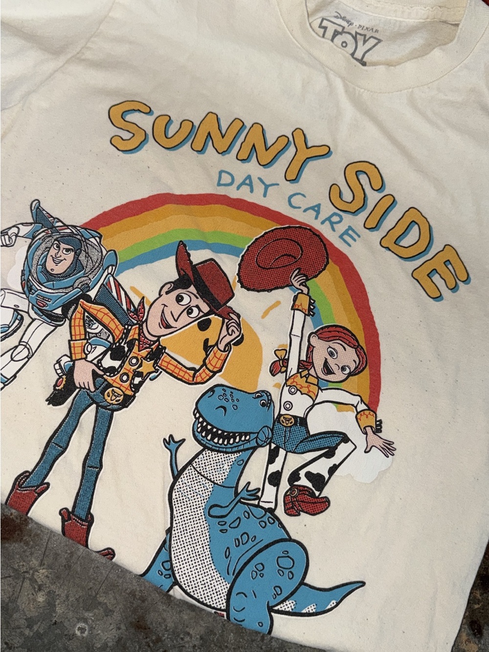 Disney Toy Story Sunny Side Day Care Graphic Tee - White with Rainbow